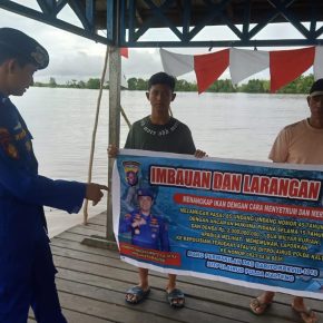 Ciptakan Kondusifitas Perairan, Ditpolairud Polda Kalteng Masifkan Imbauan Stop Illegal Fishing Bagi Warga Bantaran Sungai