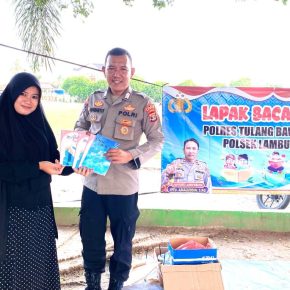 Demi Tumbuhkan Minat Baca Pada Masarakat PS Kanit Binmas Polsek Lambu Kibang lakukan Giat Inovasi Lapak Perpustakaan Baca Keliling Gratis