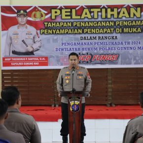 Polres Gunung Mas Gelar Pelatihan Penanganan Penyampaian Pendapat Dimuka Umum Jelang Pemilu 2024