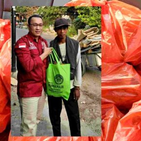 Pimpinan Media Purna Polri, Noven Saputera, S.H Turun Kejalan Berbagi Kasih Berikan Paket Sembako 