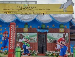 Bikin Betah! Polres Kuningan Sulap Pos Terpadu Taman Kota Jadi Dunia Mario Bros